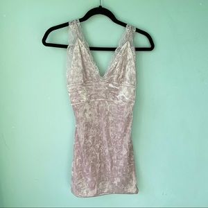 Free People Pink Velvet Lacy Slip Dress